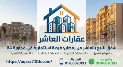 شقق للبيع بالعاشر من رمضان مجاورة 64